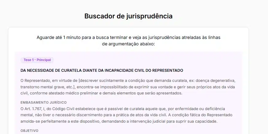 Tela para buscar jurisprudência