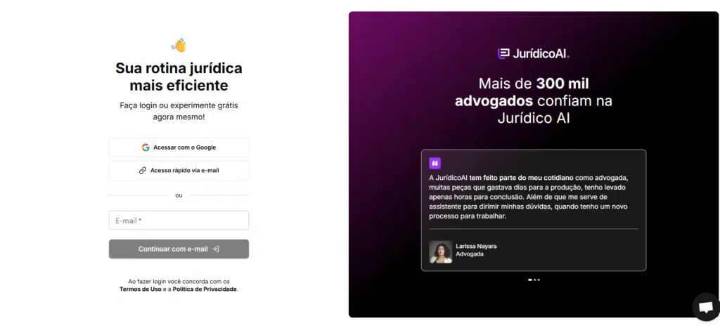 Login da Jurídico AI