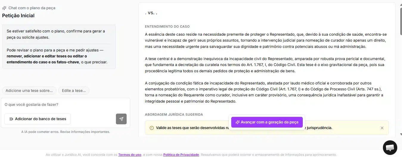 Prévia da ação de curatela
