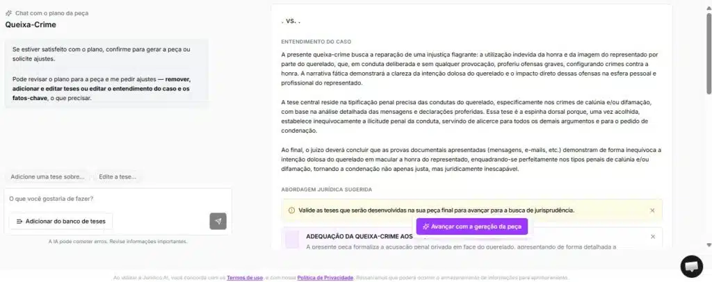 Prévia da queixa-crime