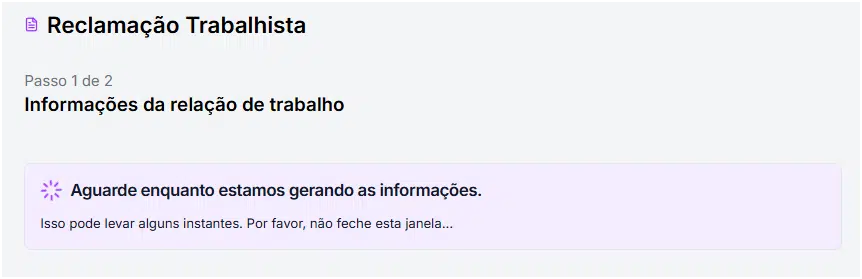 Informações sobre a peça de reclamação trabalhista.