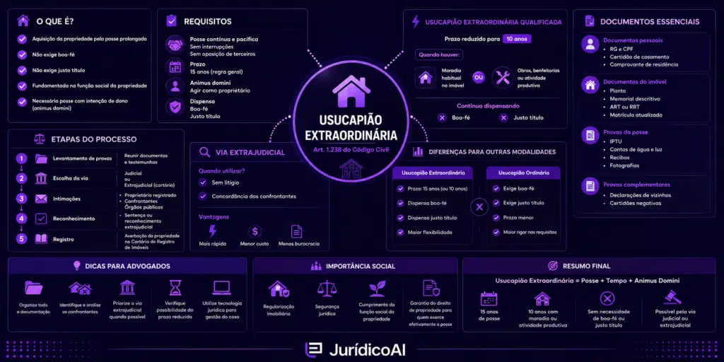 Usucapião Extraordinária: quadro resumo