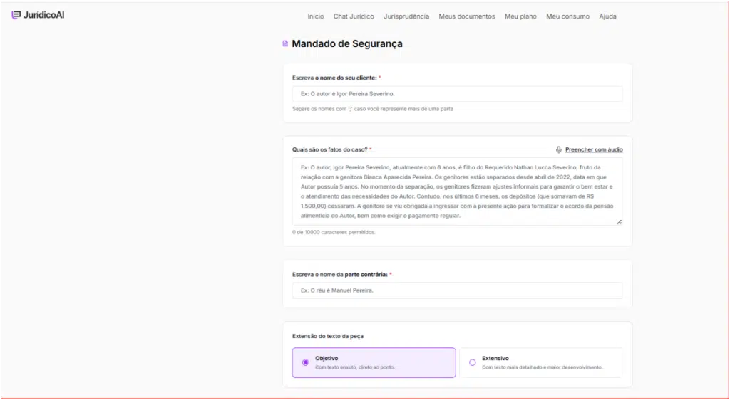 Criando Modelo de mandado de segurança concurso público