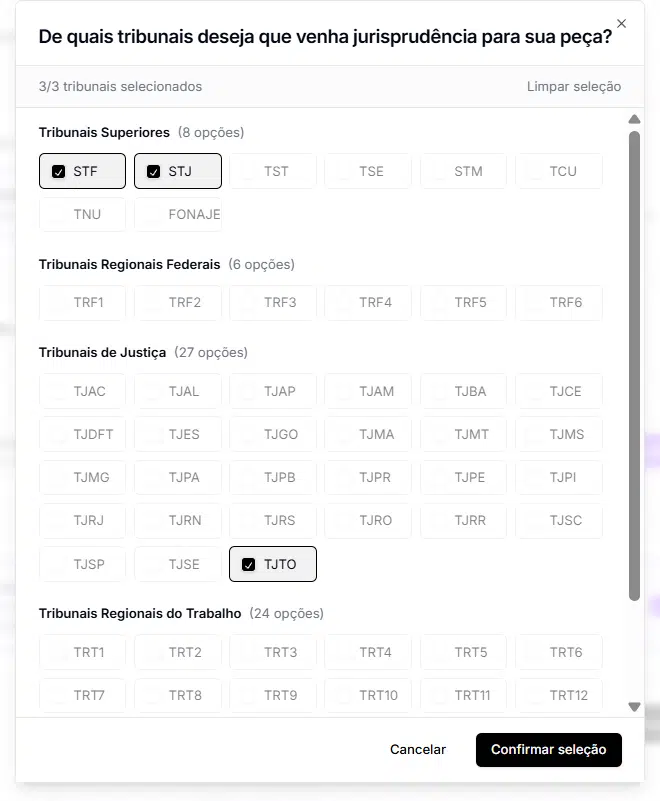 Busca de jurisprudência na Jurídico AI