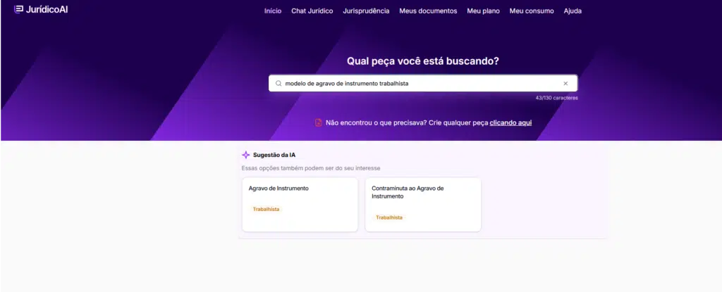 Pesquisa do modelo de Agravo de Instrumento Trabalhista