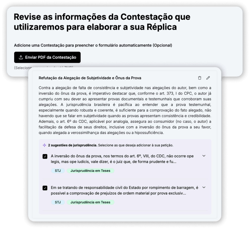 replica réplica contestação